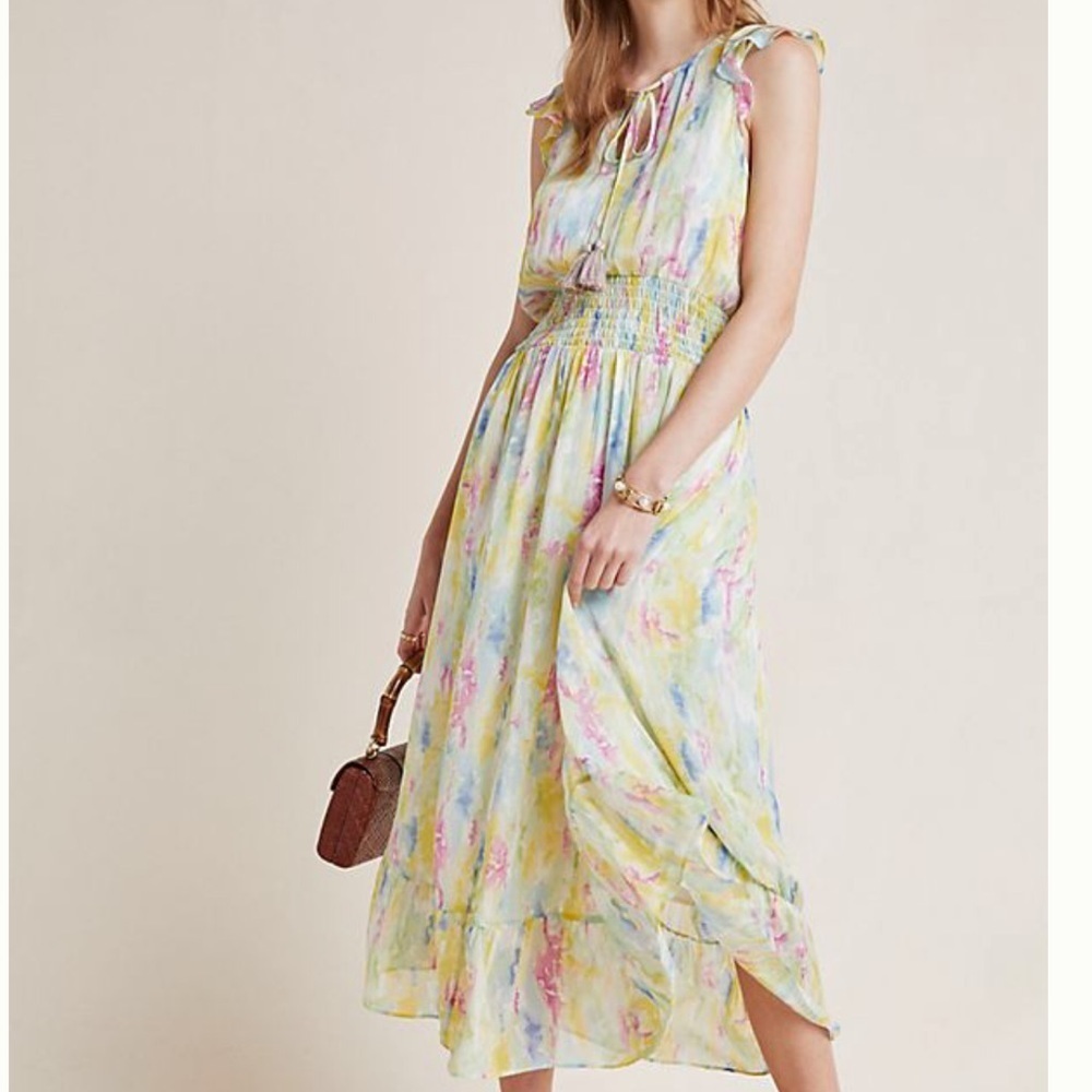 Anthropologie watercolor maxi dress size 2 new